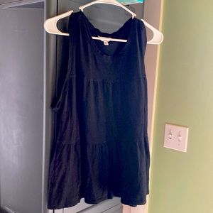 Black Sleeveless Ruffle Top